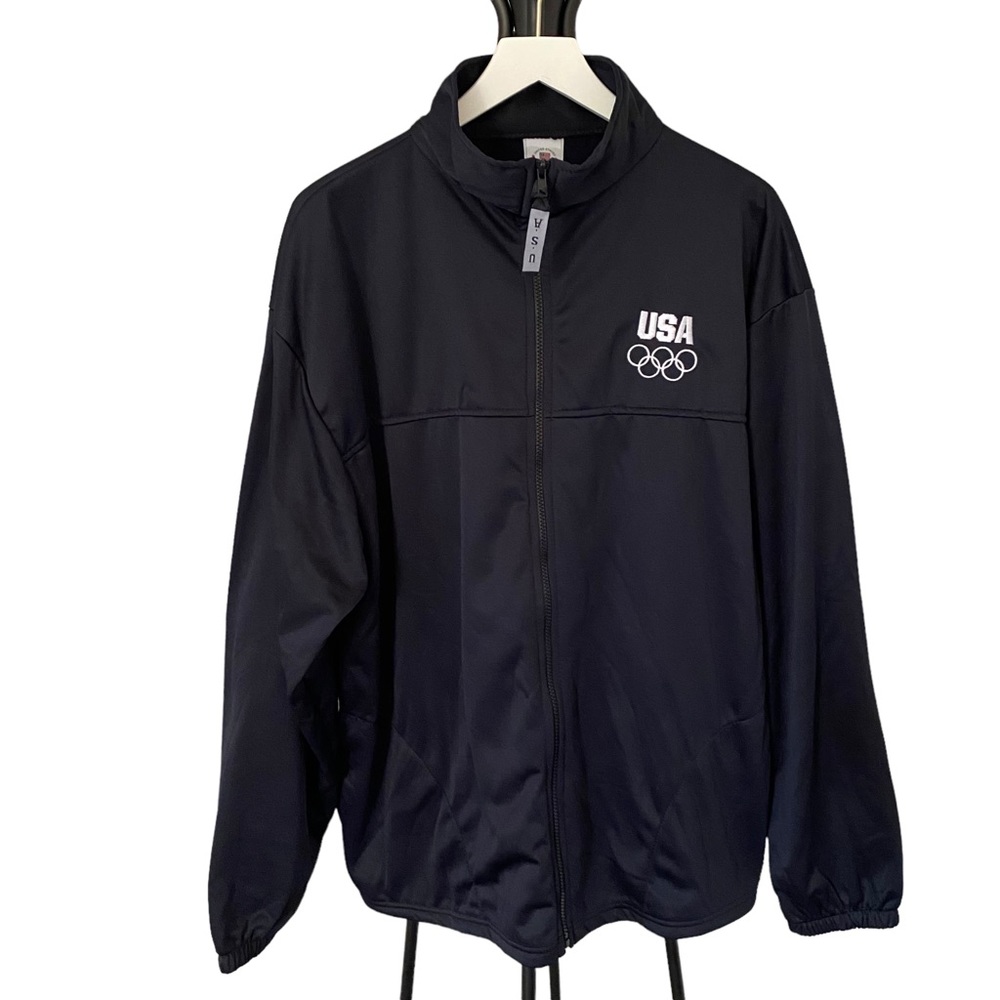 Vintage 90s United States Olympic Committee Black Jacket Made In USA Size XXL
